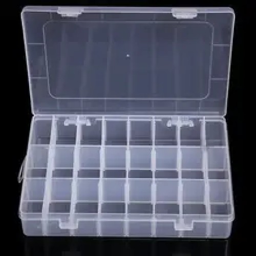 XenyieLone Grid Plastic Organizer Box with Adjustable Dividers, Multi-Compartment Storage Case for Crafts, Tools, and Office Supplies